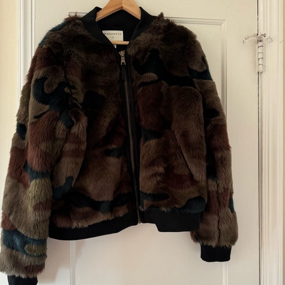 Anthropologie Marrakech Alyssa Green Camo Faux Fur Bomber Jacket - Picture 11 of 12